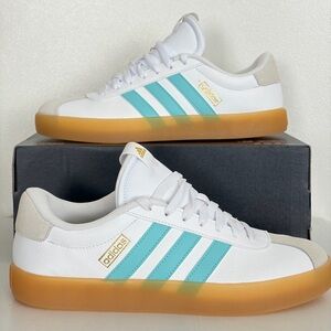 Adidas VL Court 3.0 Sneakers Women’s - White/Aqua Blue Gum Sole - Size 9.5